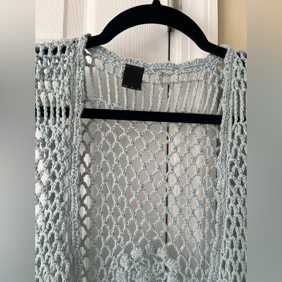 Bohemian crochet vest in light blue - Picture 3 of 3